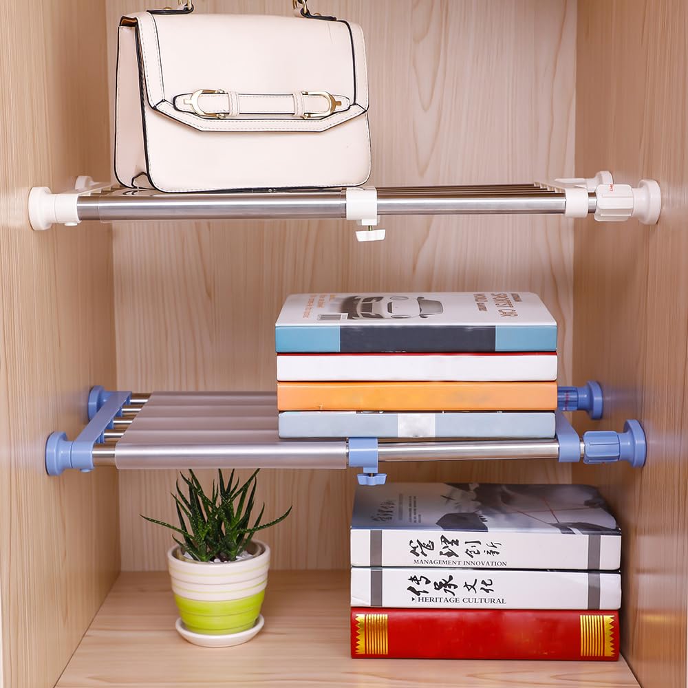 Hershii Expandable Closet Tension Shelf | Adjustable Metal Storage Rack