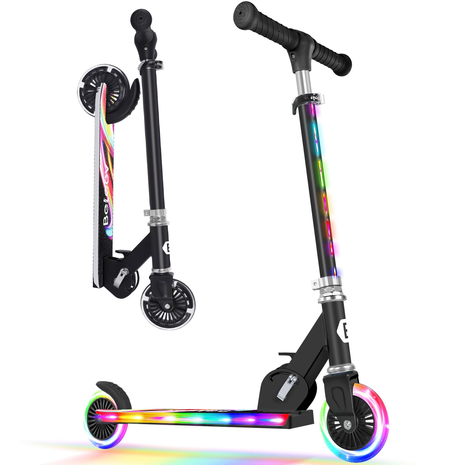 BELEEV V2 Kids Kick Scooter | Light-Up Wheels & Deck | Foldable 2-Wheel