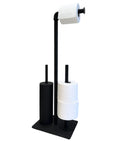 Libaro Palermo Free-Standing Toilet Roll Holder & Brush Set | Black Metal