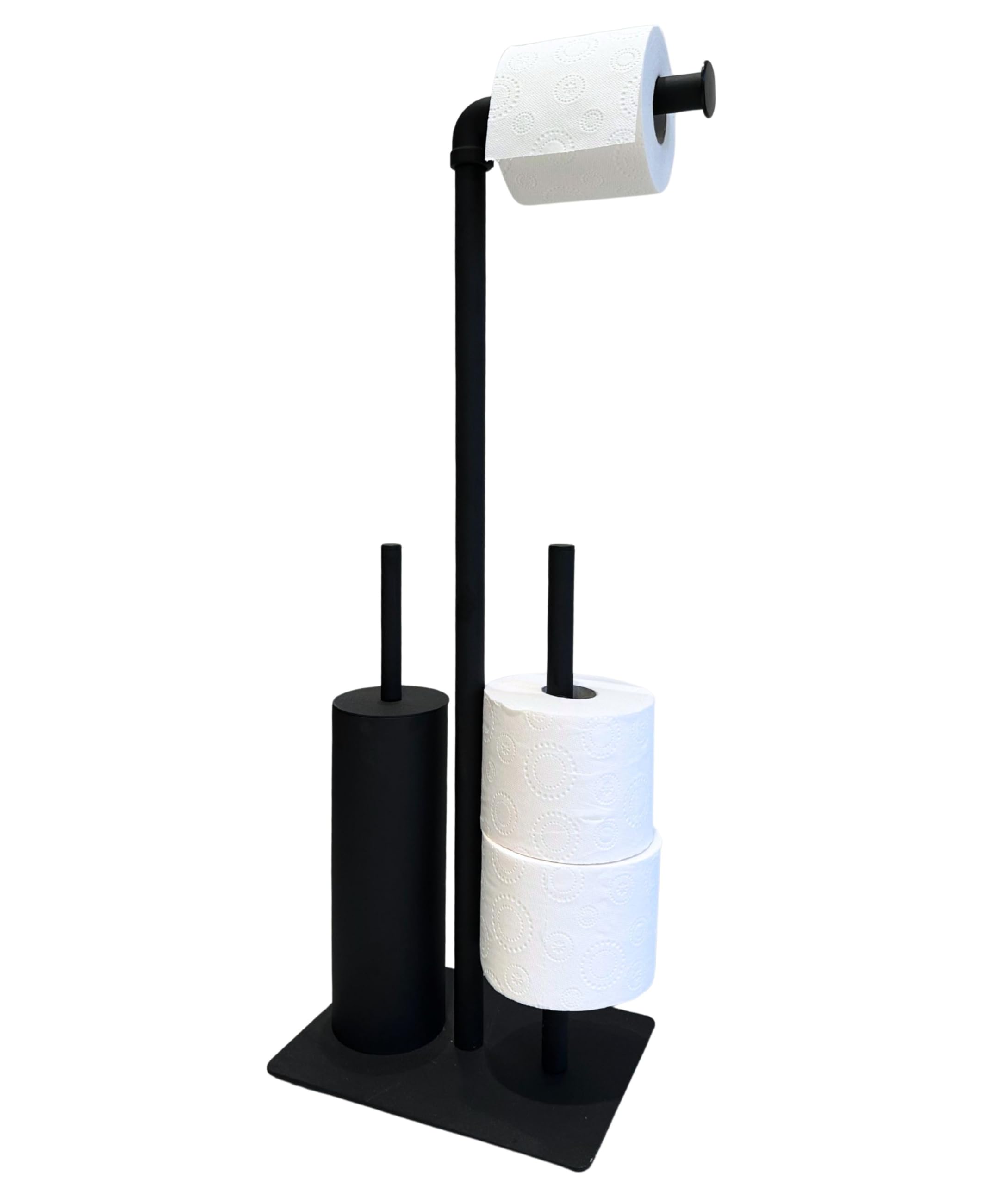 Libaro Palermo Free-Standing Toilet Roll Holder & Brush Set | Black Metal