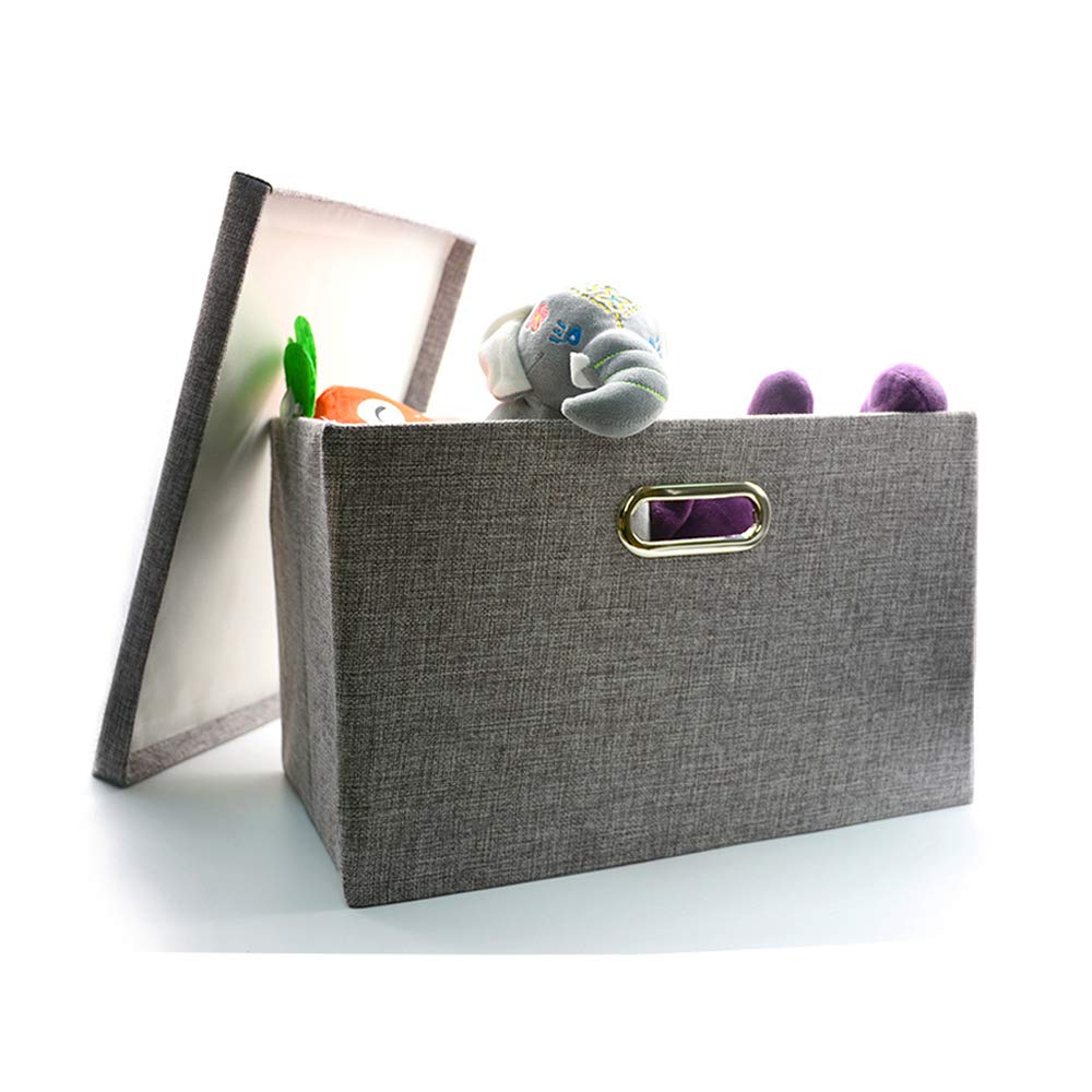 Wintao Large Foldable Fabric Storage Boxes with Lids, Grey - 3 Pack