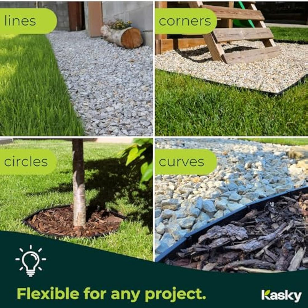 Jolof Store Recycled Plastic Lawn Edging – 26.7m Flexible Garden Border