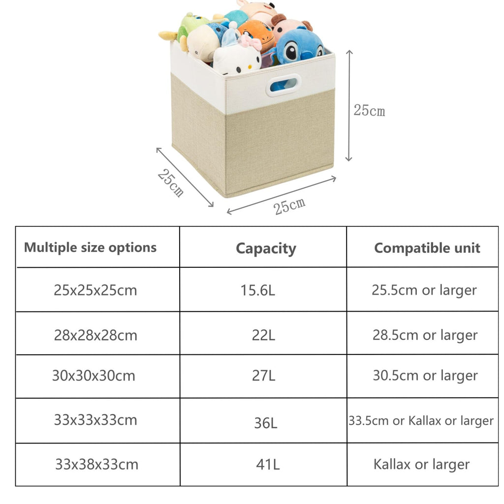 SOCOHOME Fabric Storage Boxes,25x25x25cm Storage Cube, Foldable Storage Baskets for Toys Nursery ClosetLight Khaki/Cream White, 1 Pack