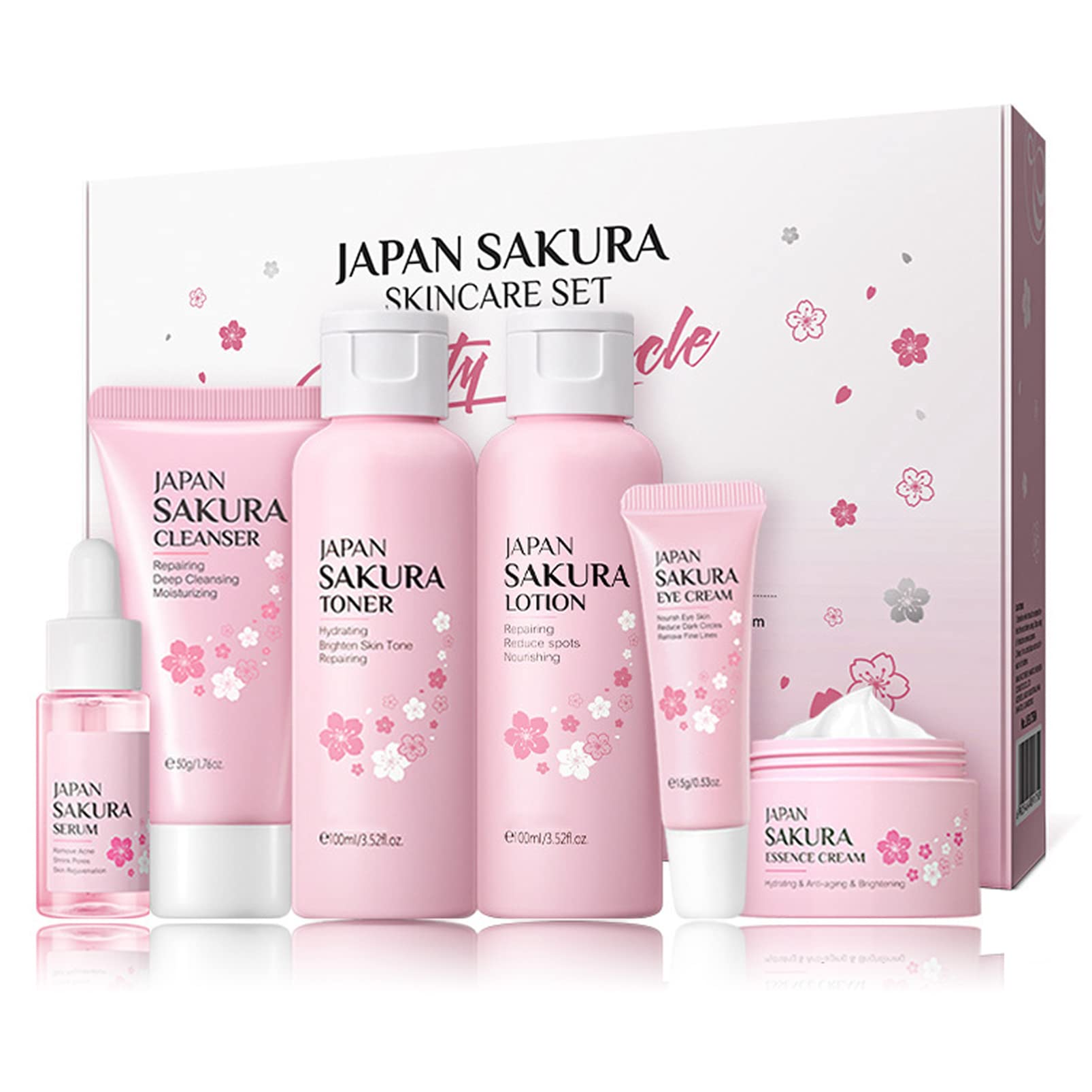 Jolof Store Sakura Skincare Gift Set - 6-Piece Hydrating & Brightening Kit