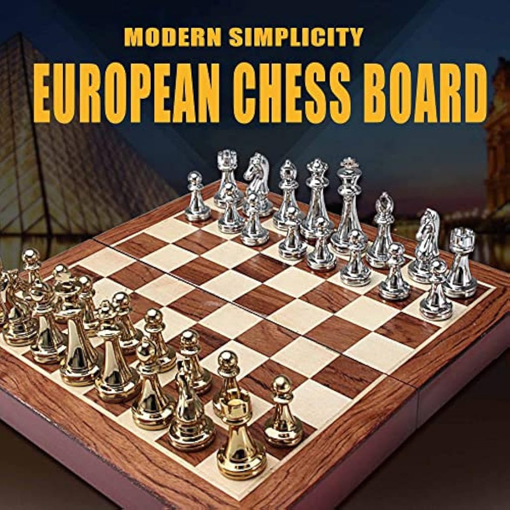 Jolof Store Luxury Metal Chess Set – Portable Folding Board Strategy Game