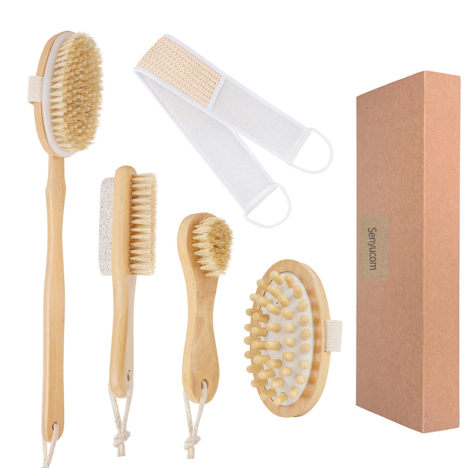 5-Piece Bath Brush Set – Long Handle Back Scrubber & Massager