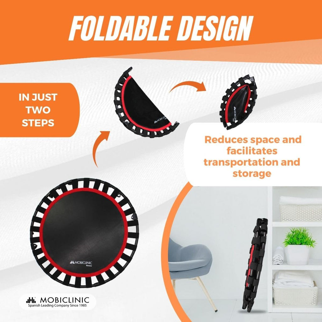 Mobiclinic 40 Inch Foldable Fitness Trampoline with Adjustable Handle