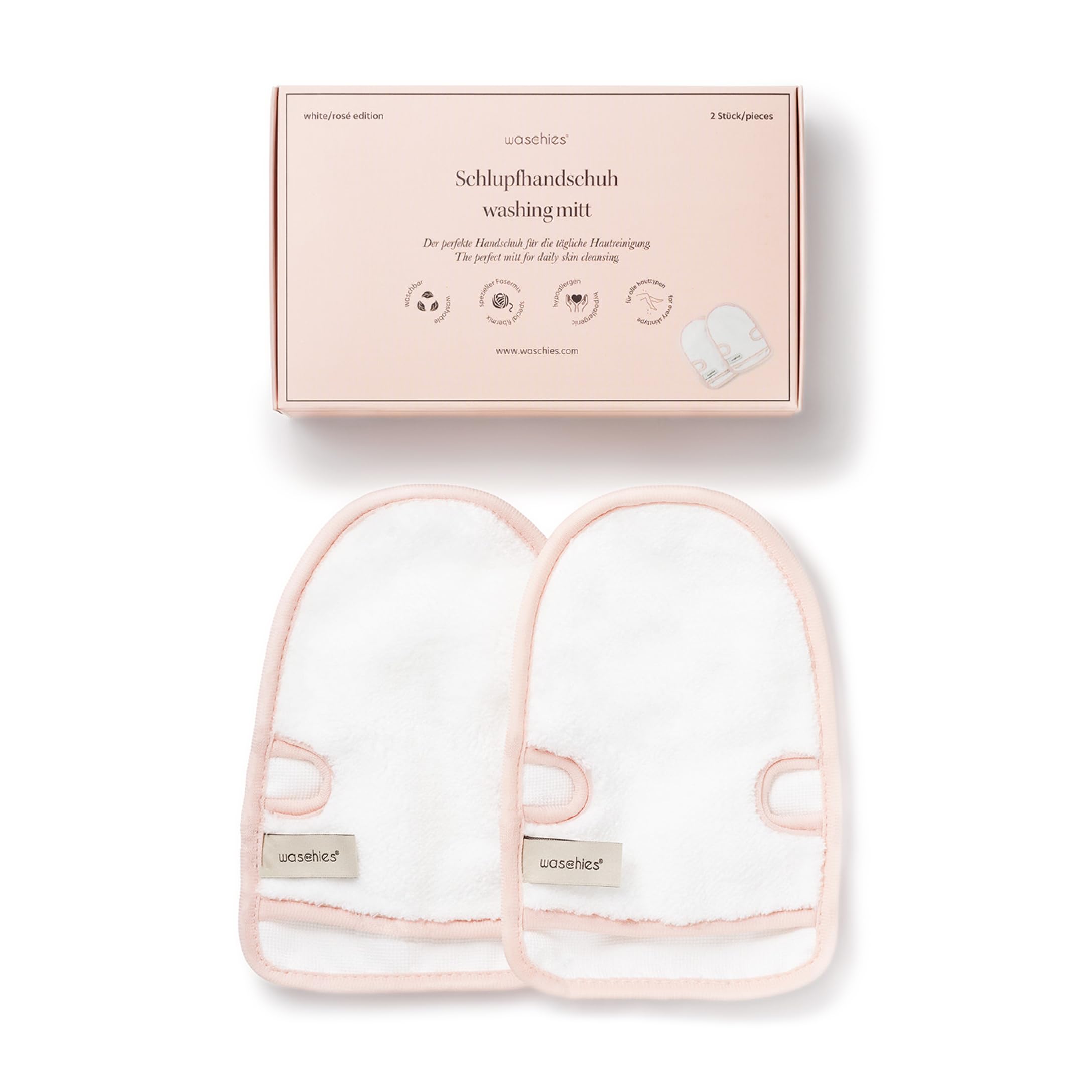 Waschies Reusable Exfoliating Mitts – Pack of 2 Beige