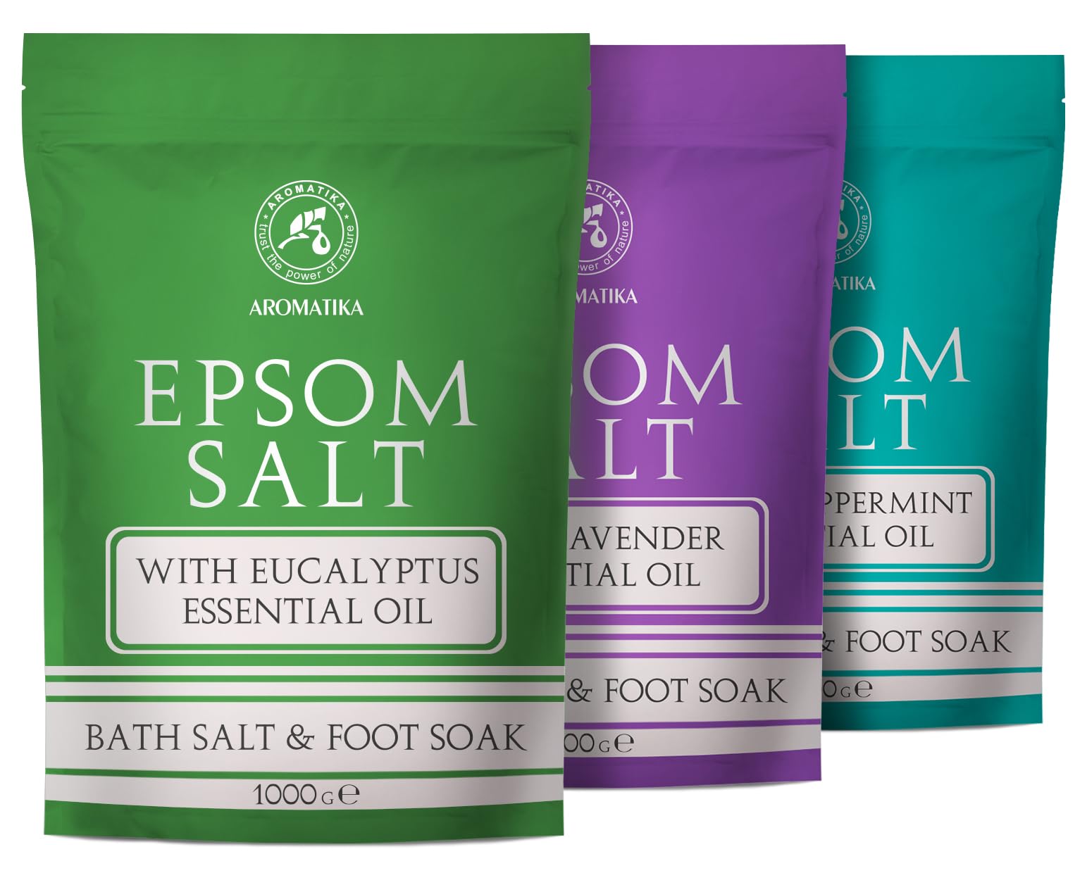 Epsom Bath Salt Set 3kg | Eucalyptus, Peppermint & Lavender