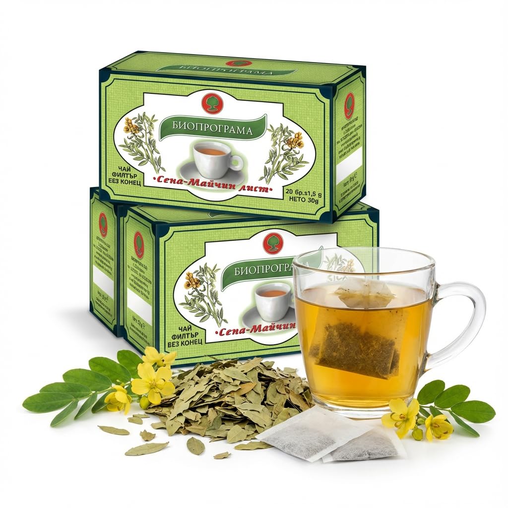 KUKER Senna Leaf Laxative Tea for Constipation Relief - 3 Pack (60 Bags)