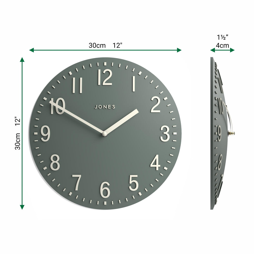 Jones Clocks Chilli Modern Wall Clock – 30cm Green Acrylic Convex Face