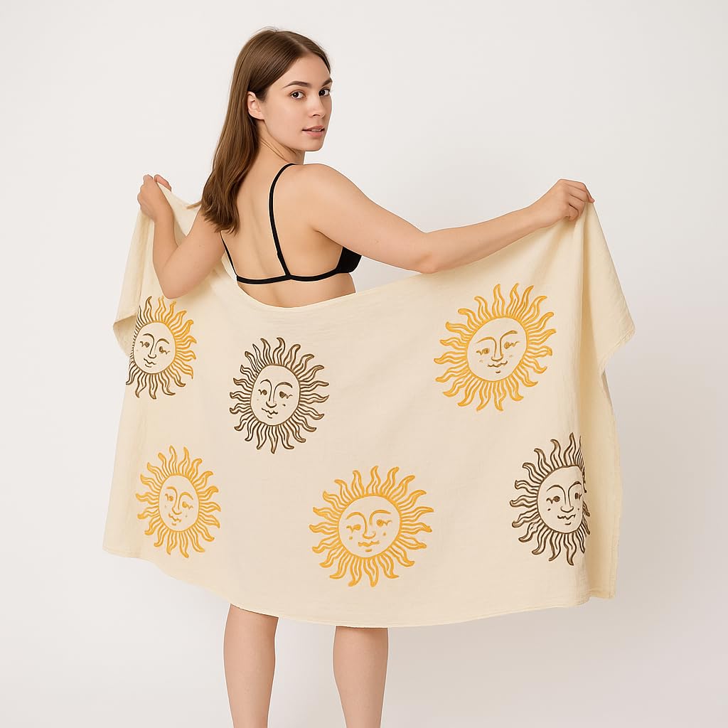Jolof Store Turkish Peshtemal Towel – 100% Cotton Stone Printed 95x175cm