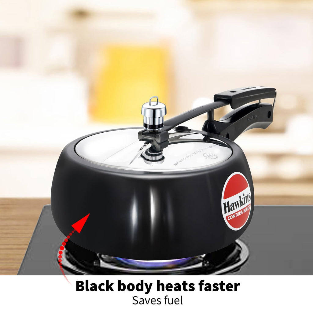 Hawkins Contura 3.5L Hard Anodised Pressure Cooker – Black Handi (CB35)