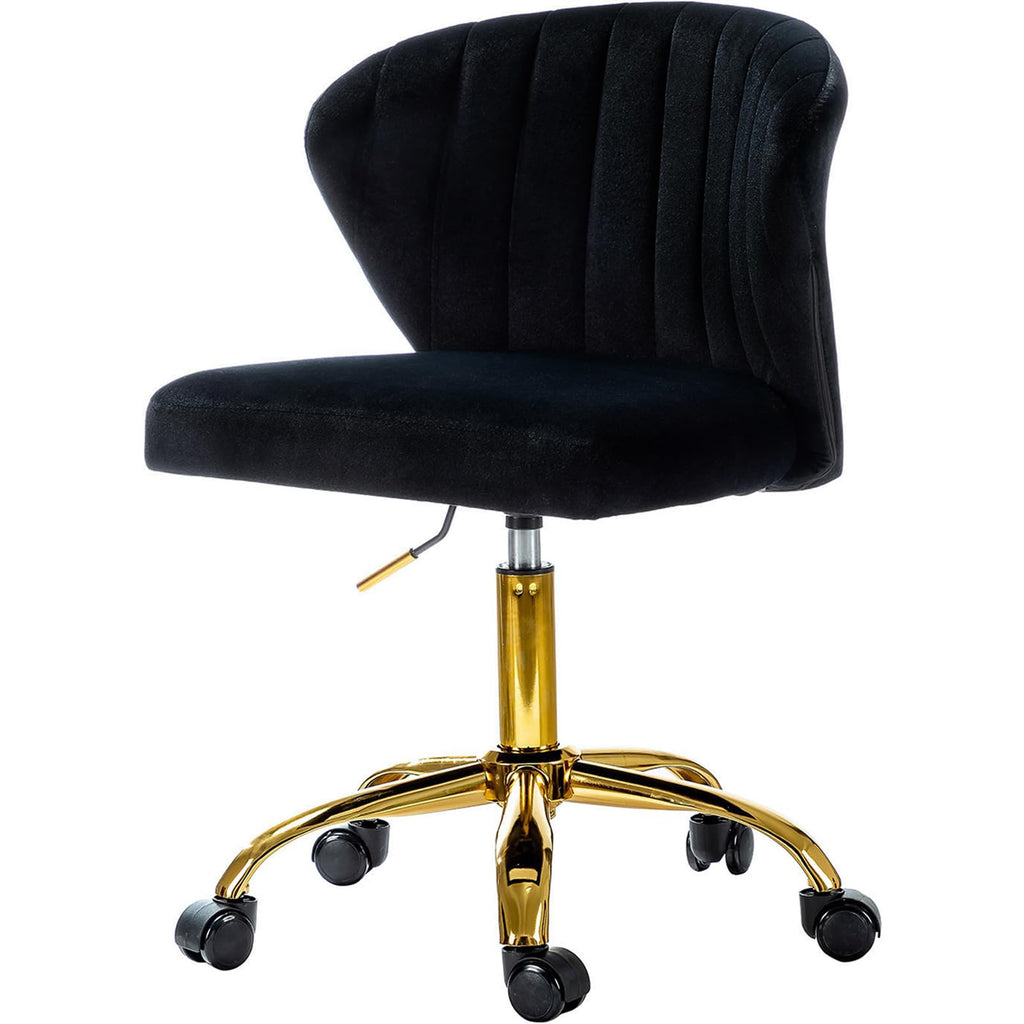 HULALA HOME Height Adjustable Swivel Desk Chair with Gold Base, Black - image 4
