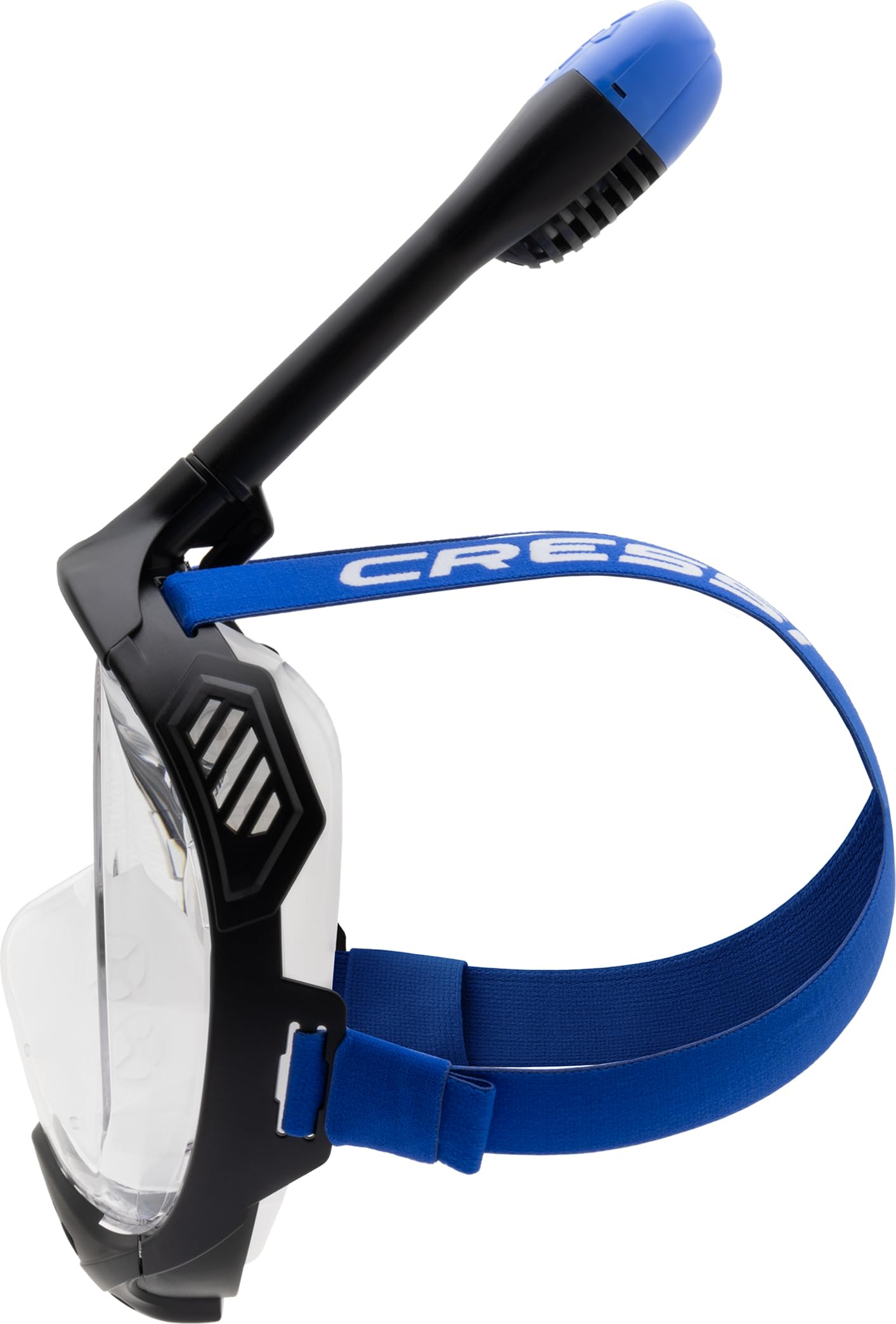 Cressi Java Full Face Snorkel Mask | Anti-Fog Silicone - Black/Blue L/XL