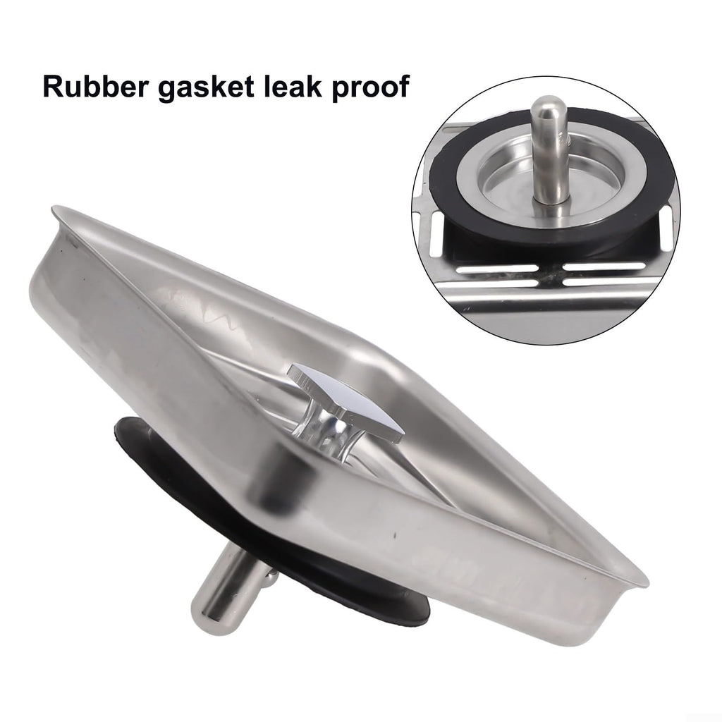 SPORTARC Square Kitchen Sink Strainer, Stainless Steel Kitchen Sink Strainer Drainer, Sink Anti-Blocking Mesh Stopper Basket Strainer Waste Plug