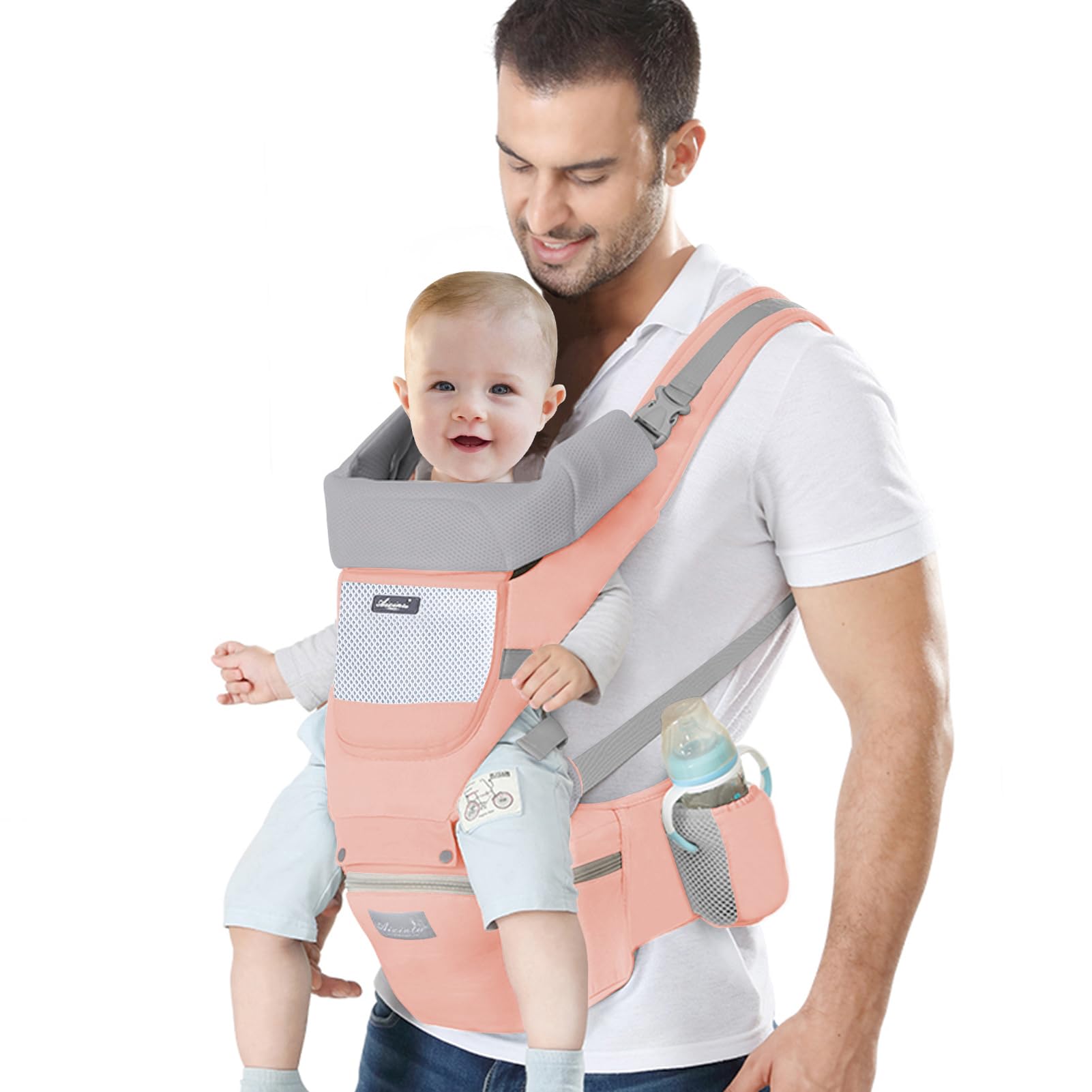 IULONEE Ergonomic Baby Carrier with Hip Seat – Adjustable Pink Backpack