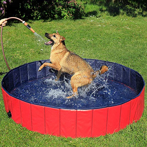 lionto Foldable Dog Pool - 160cm Scratch-Resistant PVC Paddling Pool