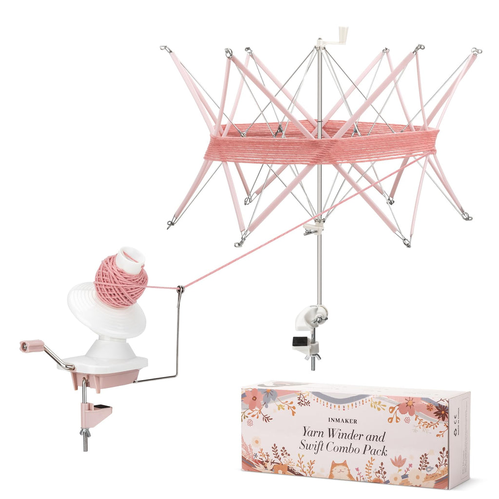 INMAKER Yarn Winder and Swift Combo | Pink ABS Plastic Crochet Tool