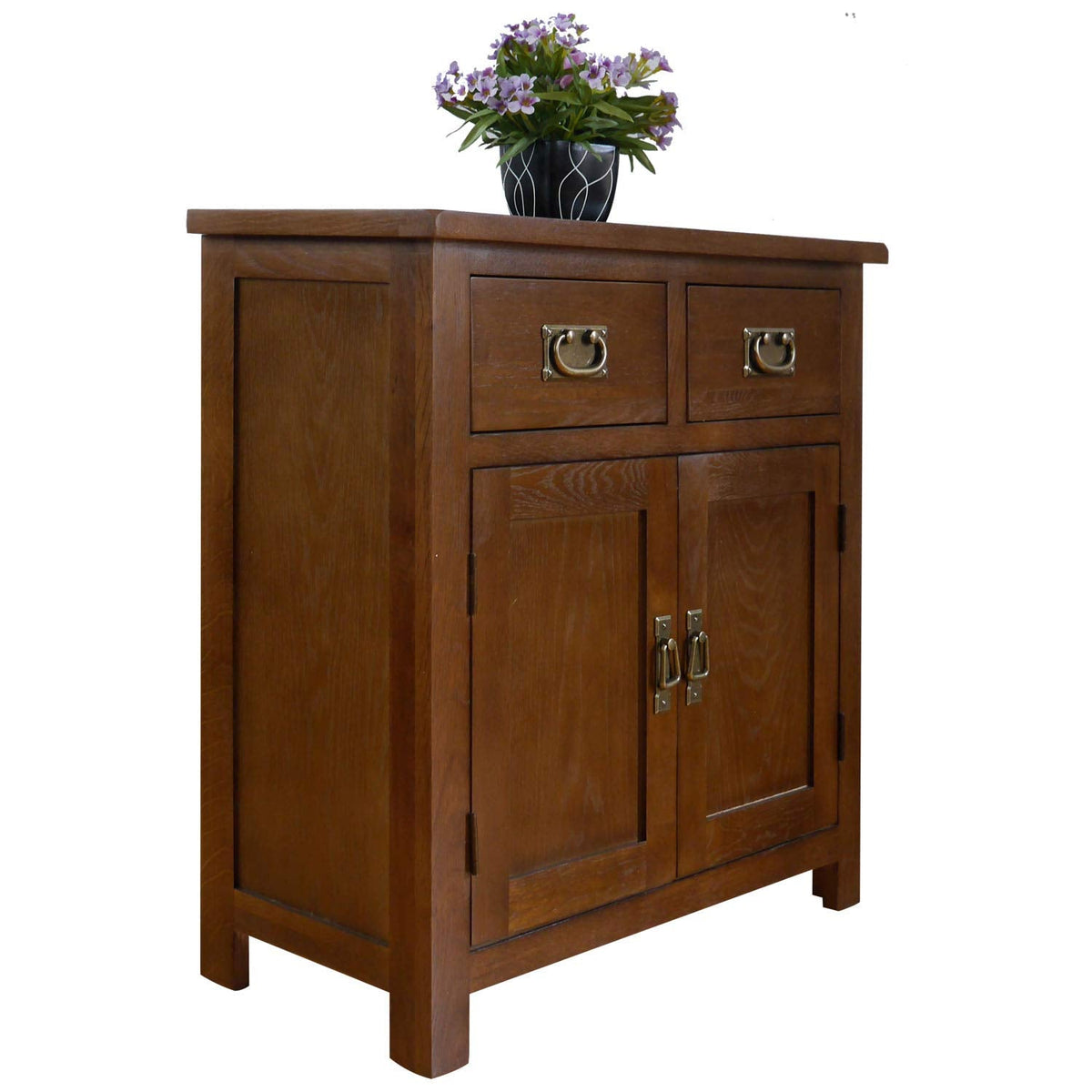 Aurotrice OAK Small Sideboard 75cm 2 Doors 2 Drawer Drawer Chest Mini Dining Sideboard Storage - image 1