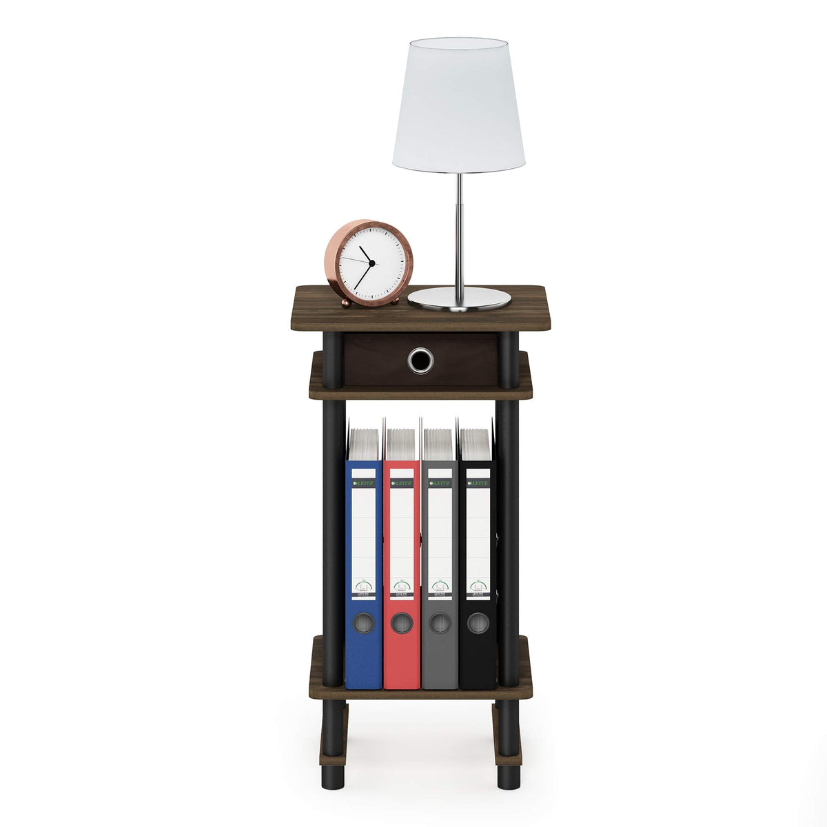 Furinno TURN-N-TUBE Side Table, 3-Tier End Table with Storage Bin, Open Shelf Night Stand, Bedside Table, Toolless Assembly, for Living Room, Bedroom - image 4