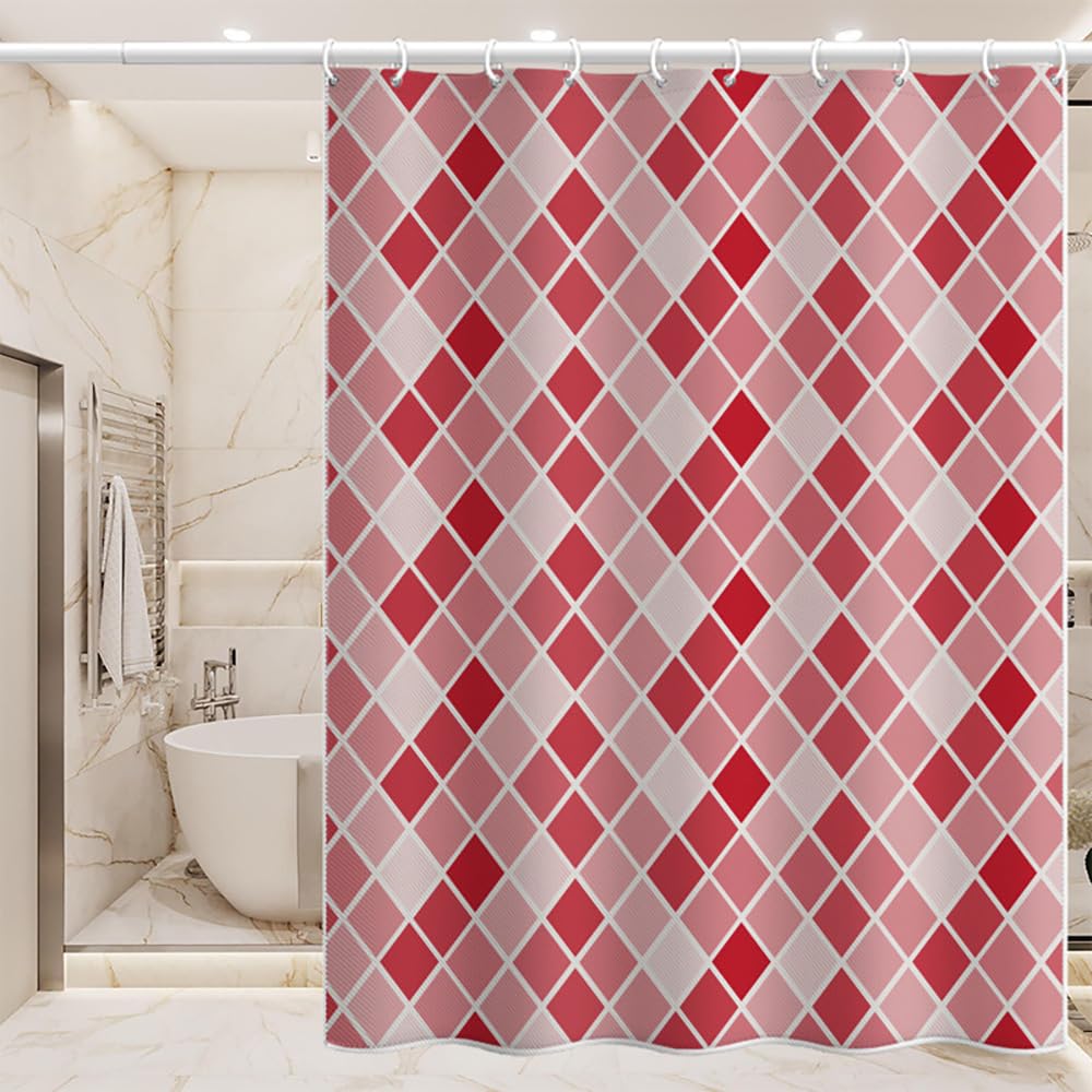 BREASOME Pink Geometric Shower Curtain – Waterproof Polyester 180x180cm