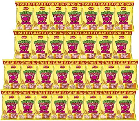 Walkers Monster Munch Roast Beef Snacks - Bulk Pack of 30 x 40g Bags