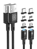 Kuulaa 3-in-1 Magnetic Charging Cable 2 Pack | Nylon Braided USB-C