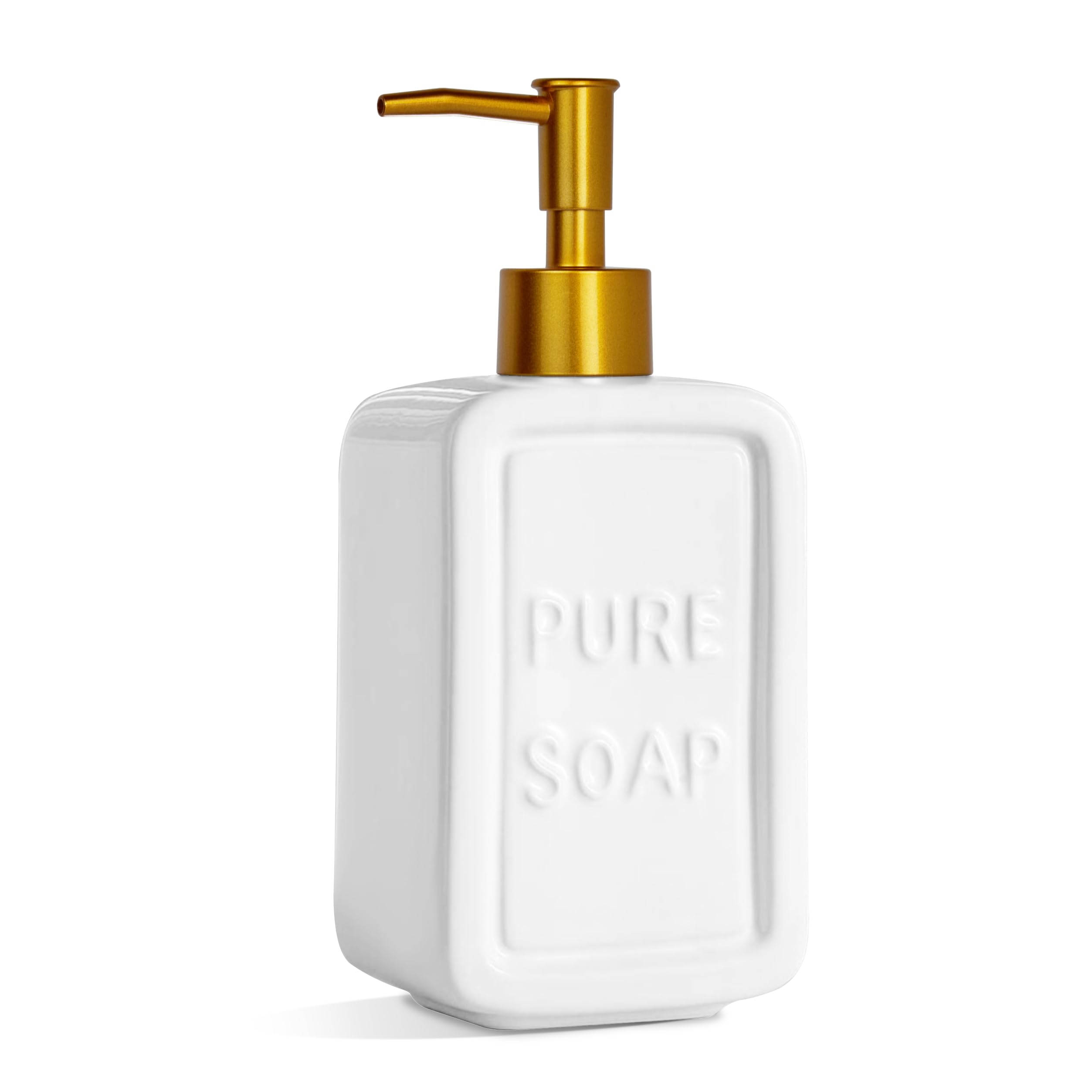 VITACHY Ceramic Soap Dispenser | 350ml White and Gold Vintage Pump