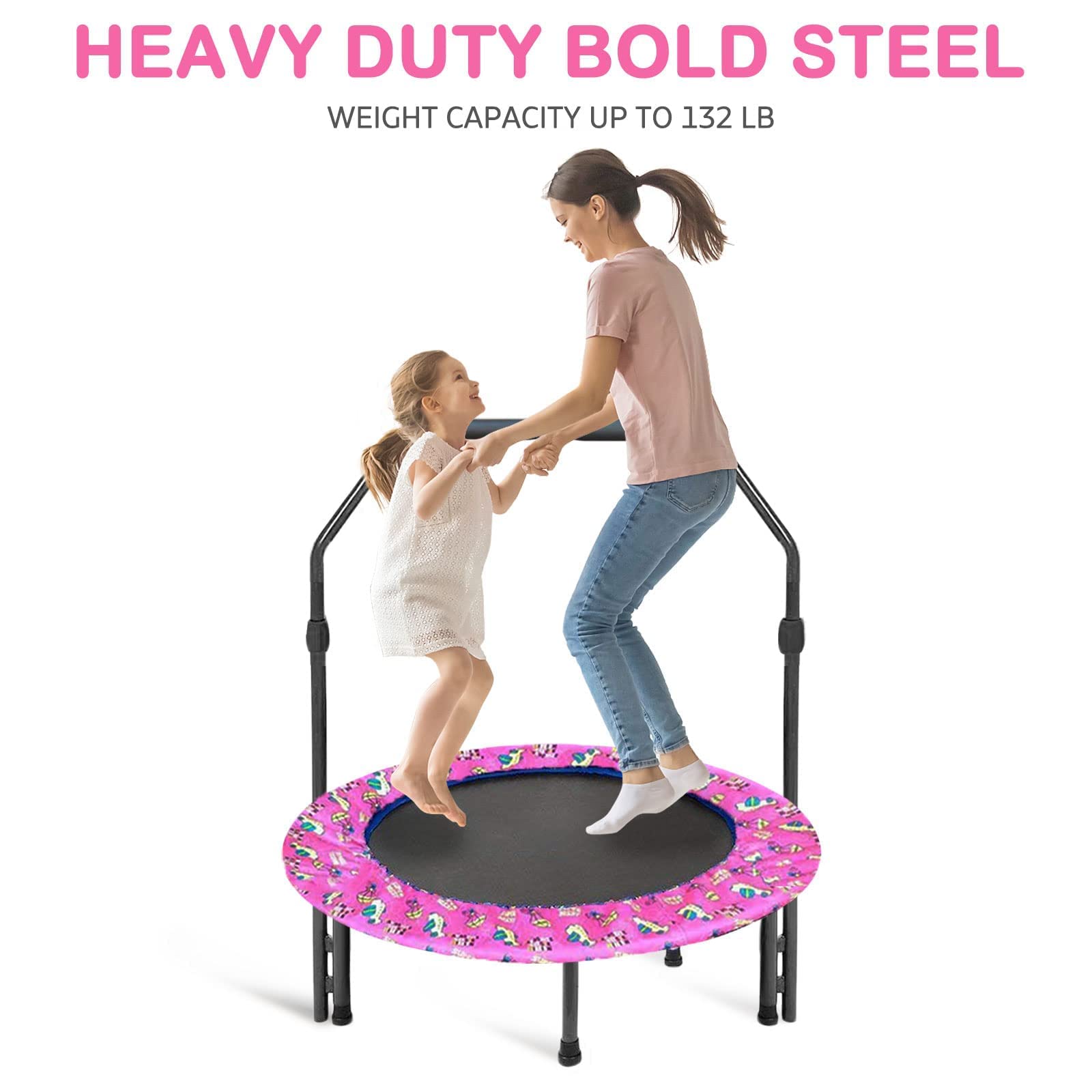Jolof Store 36'' Kids Mini Trampoline – Foldable Rebounder with Handrail