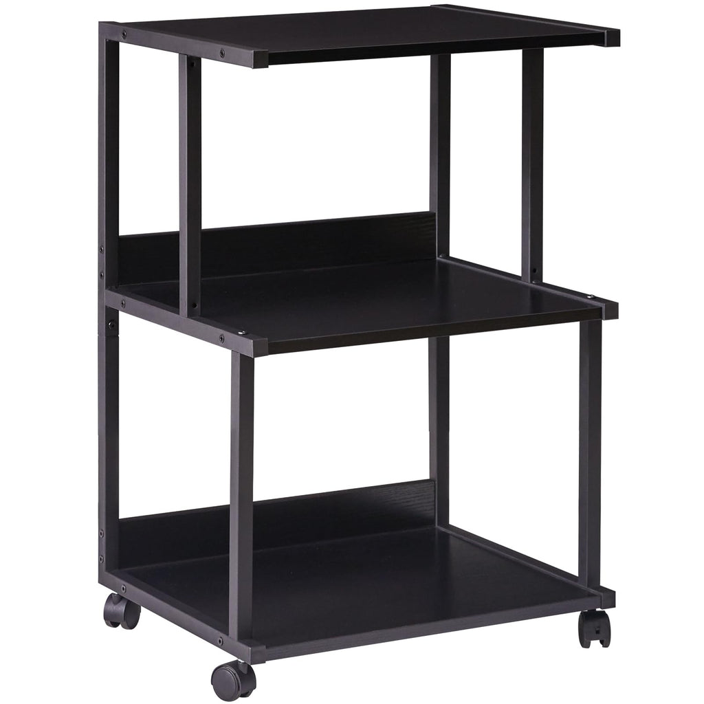 IBUYKE 3-Tier Printer Stand with Storage | Rolling Office Cart – Black
