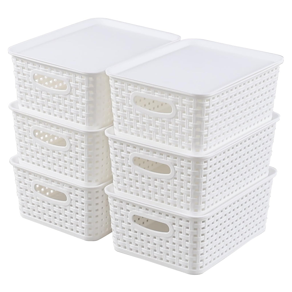 Obstnny Lidded Storage Basket Set of 6, Small Kitchen Cupboard Baskets - image 1