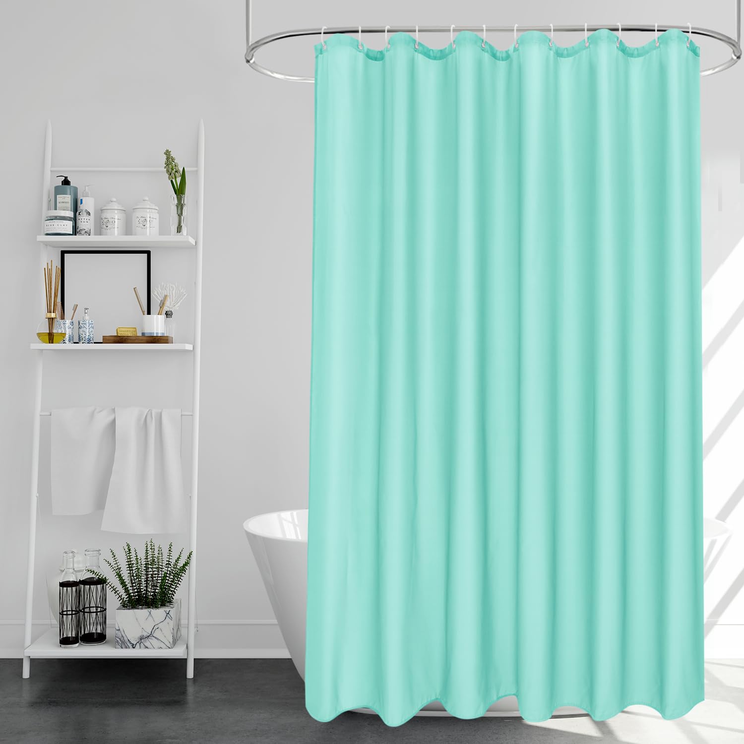 EurCross Mint Green Shower Curtain | Quick Dry Fabric, 180 x 180cm