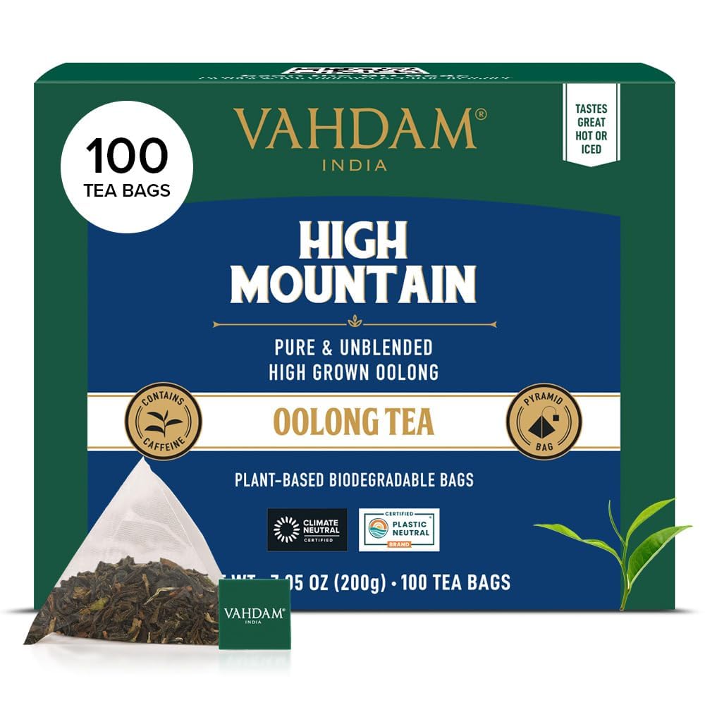 VAHDAM High Mountain Oolong Tea Bags - Light & Floral (100 Count)
