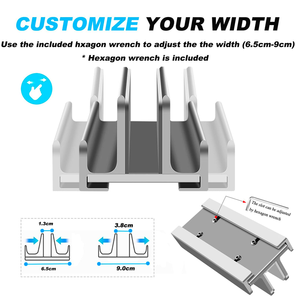 Bonlace Vertical Laptop Stand Aluminium Laptop Stand Space Saving Laptop Holder with Thermal Base for Laptops Tablets Silver
