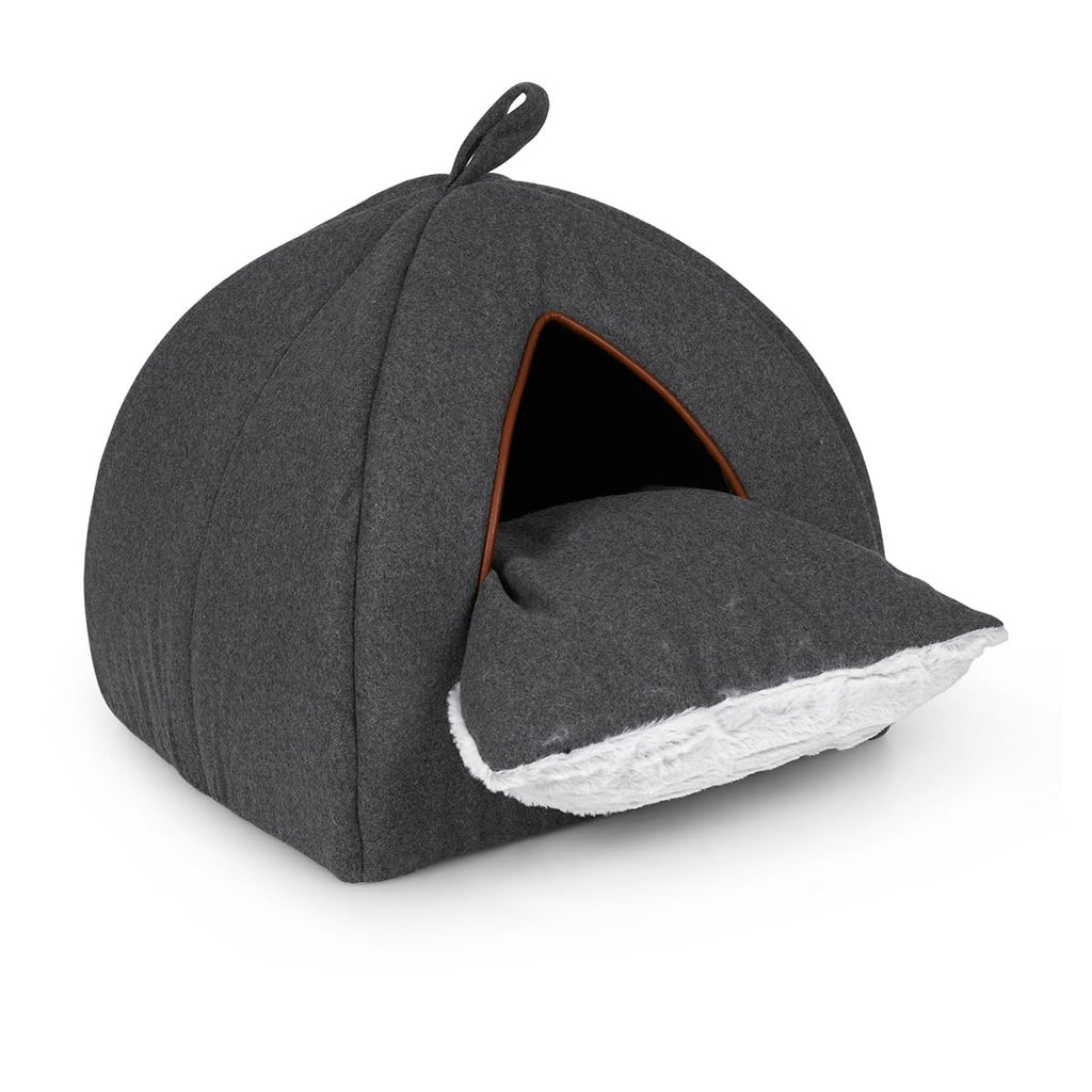 Petface Graphite Grey Felt Igloo Cat Bed – Cozy Indoor Pet Cave