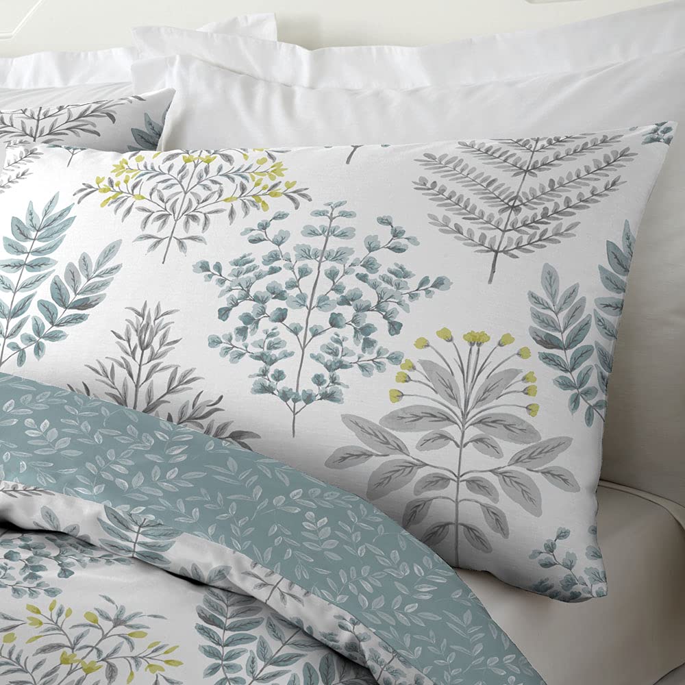 Dreams & Drapes Emily Duck Egg King Duvet Cover Set – Reversible Fern