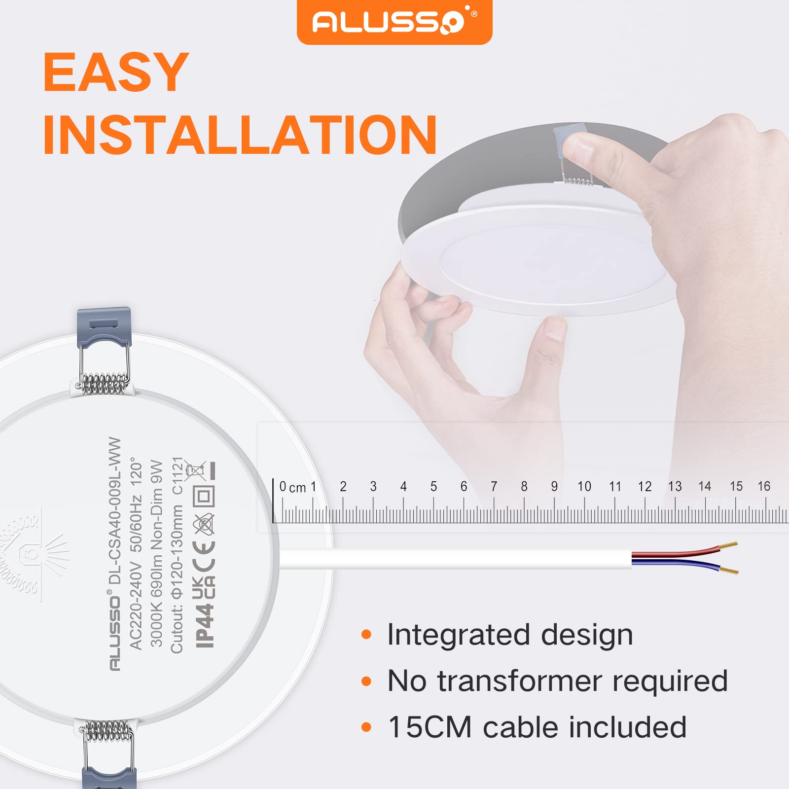 ALUSSO 9W Ultra Slim LED Downlights - 3000K Warm White IP44 (6 Pack)