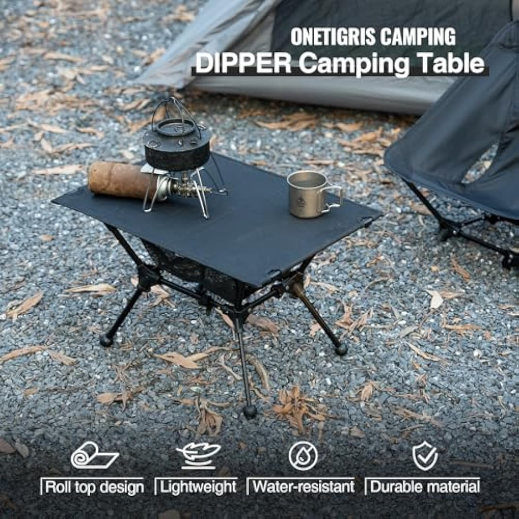 OneTigris Dipper Camping Table | Adjustable Height Folding Aluminum Table