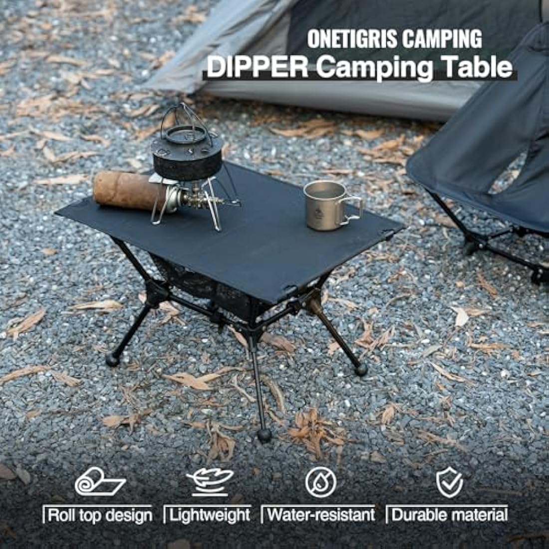 OneTigris Dipper Camping Table | Adjustable Height Folding Aluminum Table