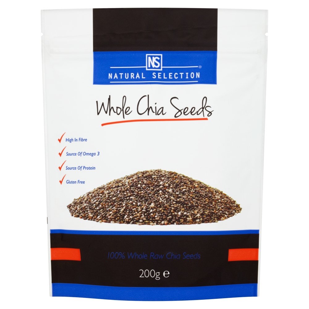 Natural Selection Foods Whole Chia Seeds - High Fiber & Omega 3 - 6 x 200g
