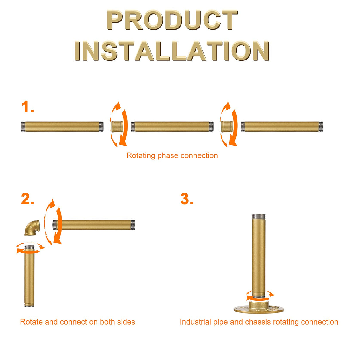 Ihomepark Industrial Pipe Gold Clothing Rack, 94 cm Wall Mounted Gold Iron Garment Clothes Bar, Heavy Duty Metal Hanging Rod for Retail Display - image 4