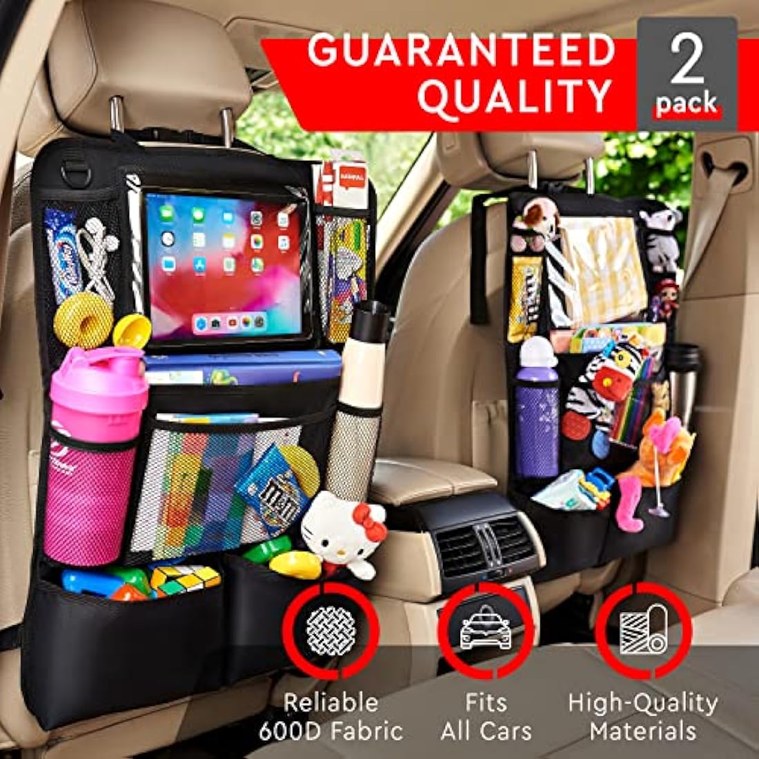 Helteko Car Seat Organiser – Kick Mats with Tablet Holder, 2 Pcs
