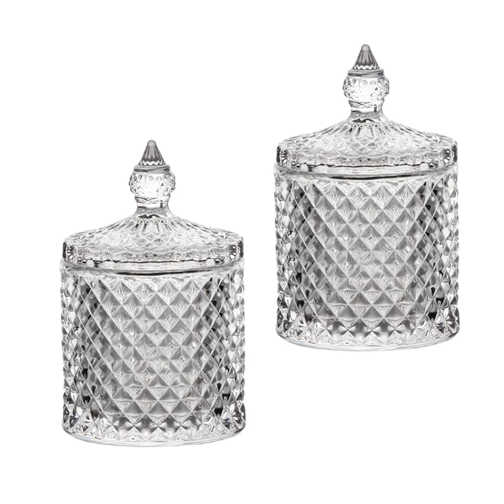 Jolof Store Glass Apothecary Jars – Clear Cotton Ball and Swab Holder