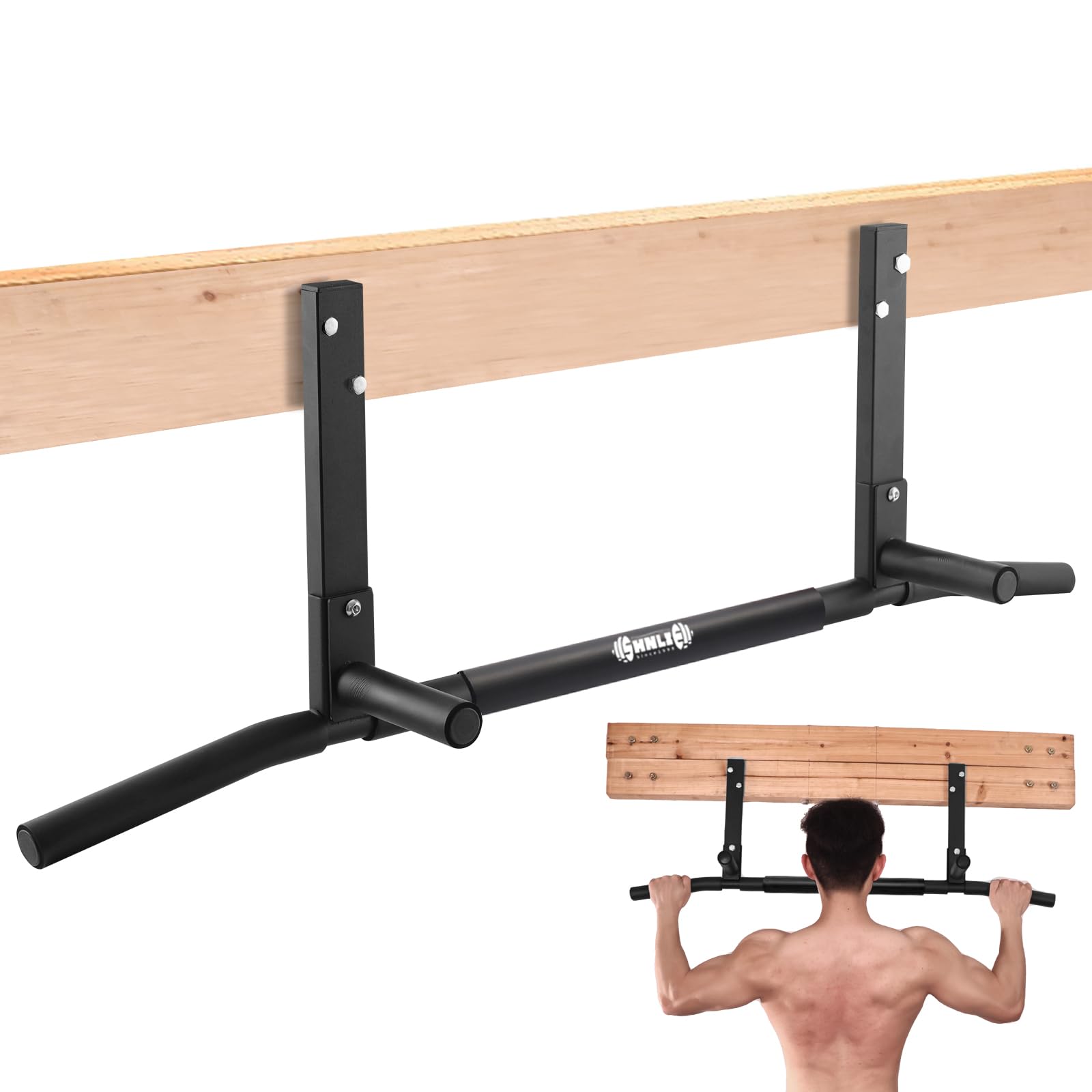 Shnlie Joist Mounted Pull Up Bar | 42" Heavy Duty Ceiling Chin Up Bar