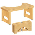 AkoaDa Wooden Toilet Stool – Foldable C-Shaped Bathroom Footstool