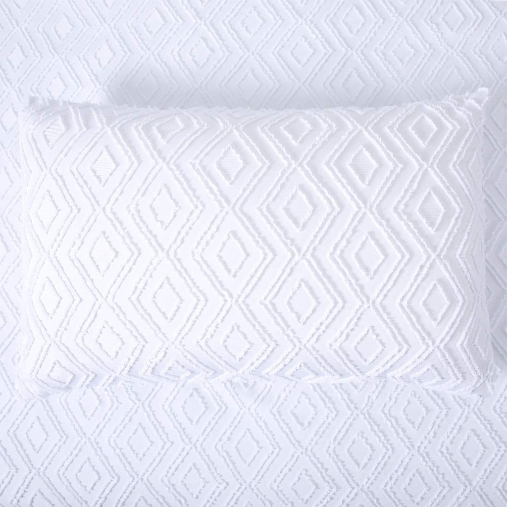 YINFUNG White King Duvet Cover Set – Tufted Geometric 3-Piece Bedding