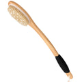 OWIIZI Wooden Back Scrubber | Long Curved Handle Natural Bristle Bath Brush