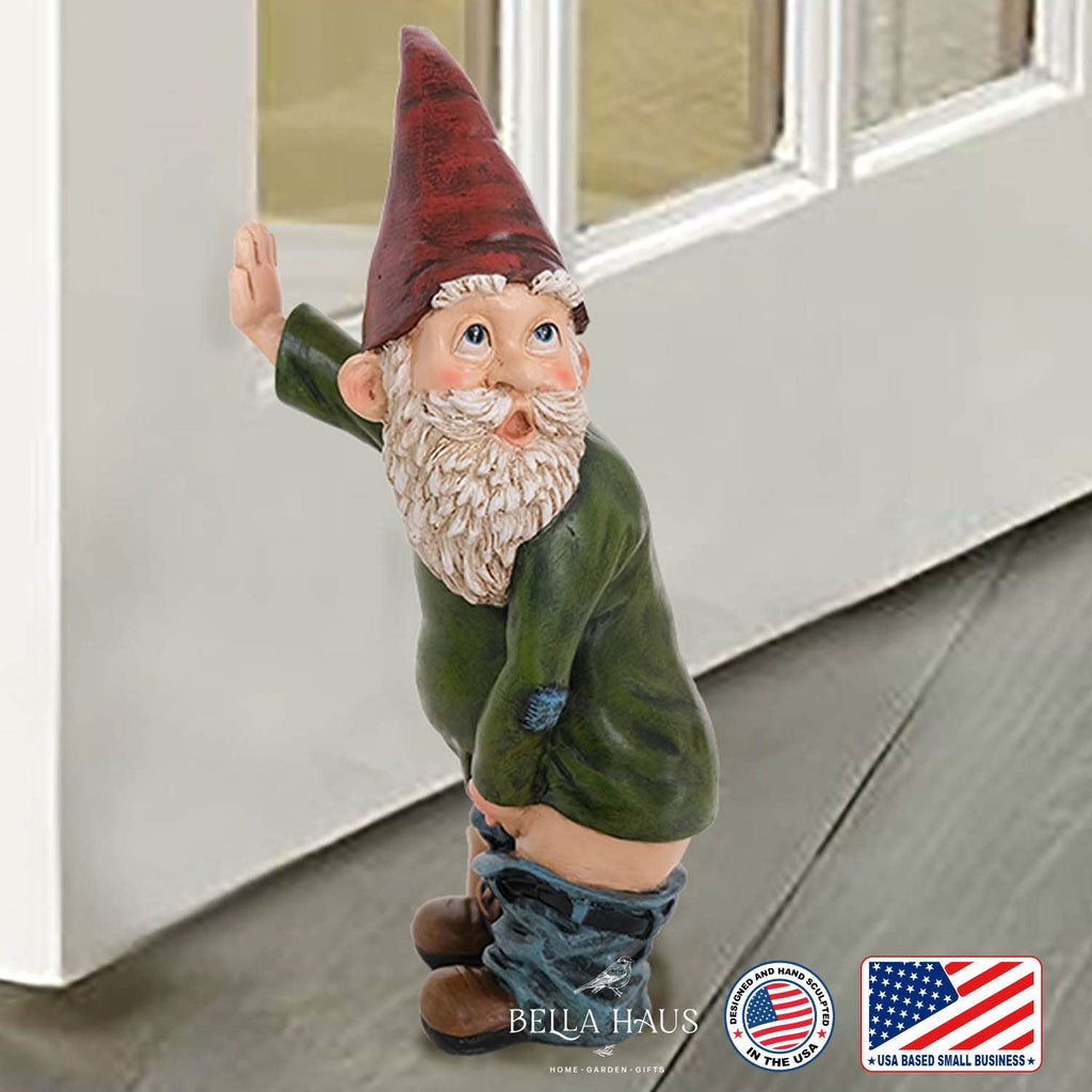 Bella Haus Design Willy the Peeing Garden Gnome - 10.3" Resin Doorstop