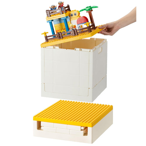 SHIMOYAMA Collapsible Storage Box with Baseplate Lid for Duplo, 25L Stackable Bin with Separate Building Board for Lego - image 1